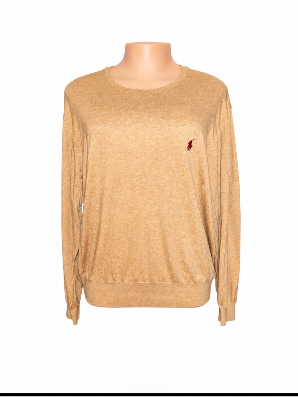 Ralph Lauren Tan Crewneck Sweater with Red Pony